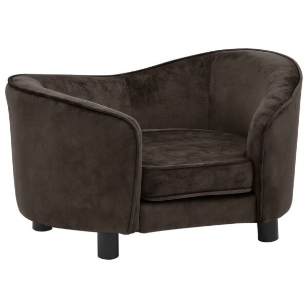 vidaXL Dog Sofa Brown 27.2"x19.3"x15.7" Plush - Image 2
