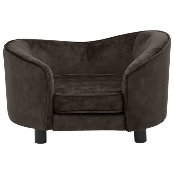 vidaXL Dog Sofa Brown 27.2"x19.3"x15.7" Plush - Image 3