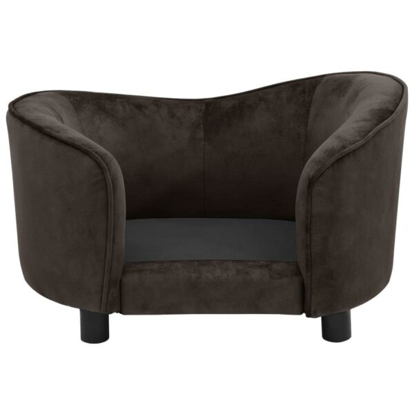vidaXL Dog Sofa Brown 27.2"x19.3"x15.7" Plush - Image 4