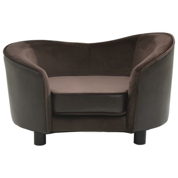 vidaXL Dog Sofa Brown 27.2"x19.3"x15.7" Plush and Faux Leather - Image 3