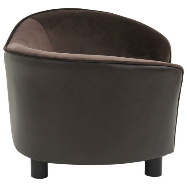 vidaXL Dog Sofa Brown 27.2"x19.3"x15.7" Plush and Faux Leather - Image 4
