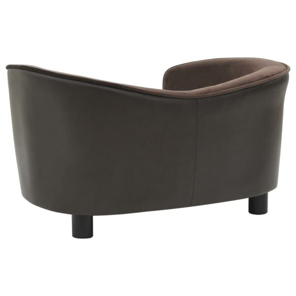 vidaXL Dog Sofa Brown 27.2"x19.3"x15.7" Plush and Faux Leather - Image 5