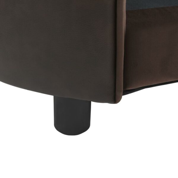 vidaXL Dog Sofa Brown 27.2"x19.3"x15.7" Plush and Faux Leather - Image 7