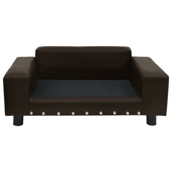 vidaXL Dog Sofa Brown 31.9"x16.9"x12.2" Plush and Faux Leather - Image 4