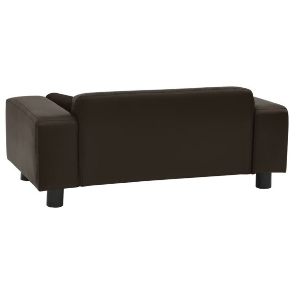 vidaXL Dog Sofa Brown 31.9"x16.9"x12.2" Plush and Faux Leather - Image 5