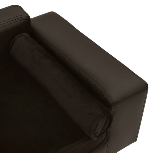 vidaXL Dog Sofa Brown 31.9"x16.9"x12.2" Plush and Faux Leather - Image 6