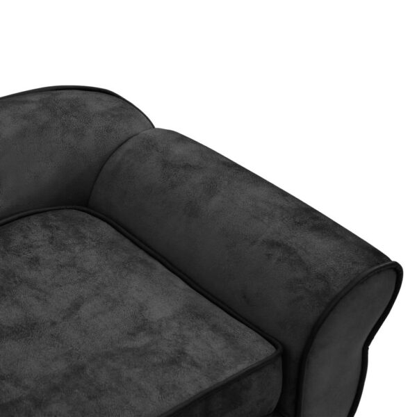 vidaXL Dog Sofa Dark Gray 28.3"x17.7"x11.8" Plush - Image 7