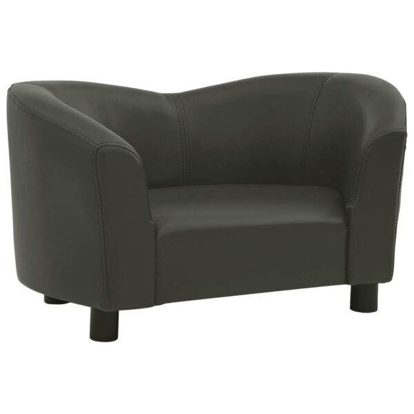 vidaXL Dog Sofa Dark Gray 26.4"x16.1"x15.4" Faux Leather - Image 2