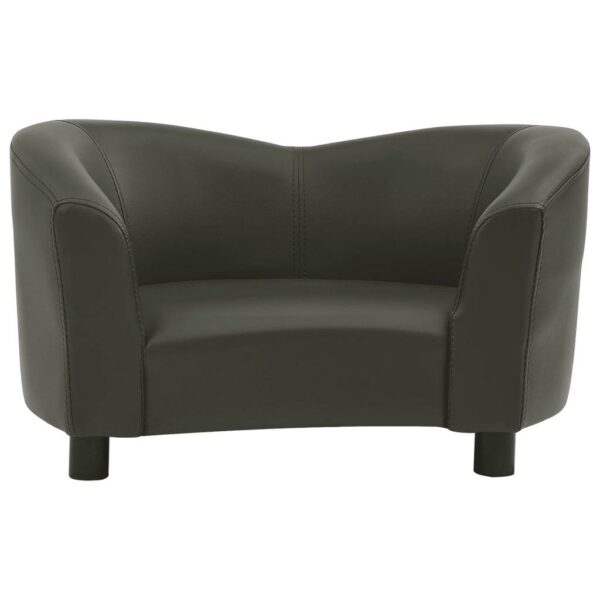 vidaXL Dog Sofa Dark Gray 26.4"x16.1"x15.4" Faux Leather - Image 3