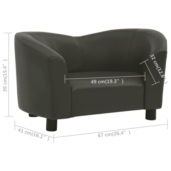 vidaXL Dog Sofa Dark Gray 26.4"x16.1"x15.4" Faux Leather - Image 8