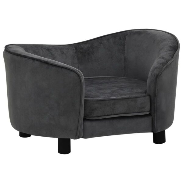 vidaXL Dog Sofa Dark Gray 27.2"x19.3"x15.7" Plush - Image 2