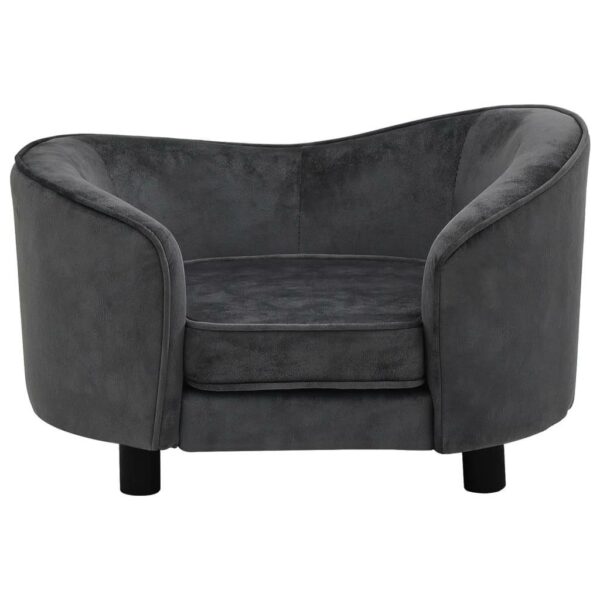 vidaXL Dog Sofa Dark Gray 27.2"x19.3"x15.7" Plush - Image 3