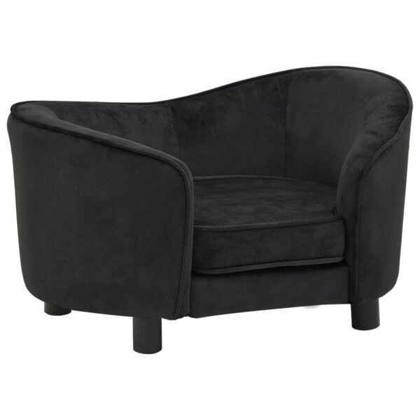 vidaXL Dog Sofa Black 27.2"x19.3"x15.7" Plush - Image 2