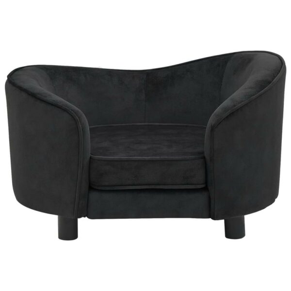 vidaXL Dog Sofa Black 27.2"x19.3"x15.7" Plush - Image 3