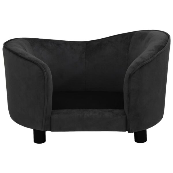 vidaXL Dog Sofa Black 27.2"x19.3"x15.7" Plush - Image 6