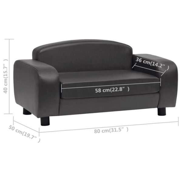 vidaXL Dog Sofa Dark Gray 31.5"x19.7"x15.7" Faux Leather - Image 10