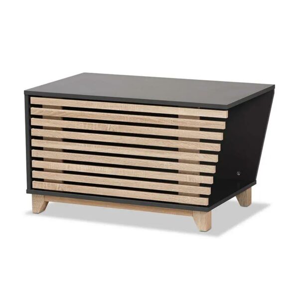 Baxton Studio Eckhart Modern and Contemporary Two-Tone Dark Grey and Oak Finished Wood Cat Litter Box Cover House - Image 2